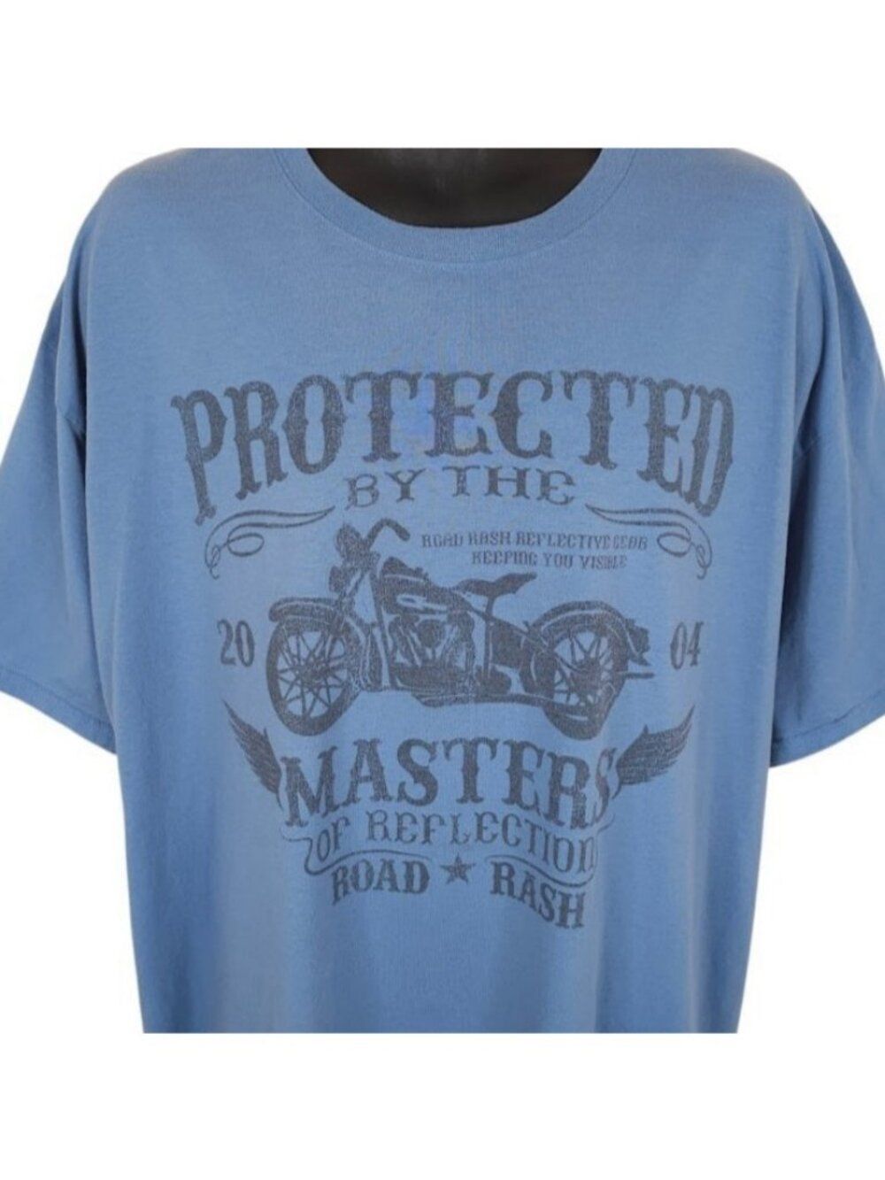 Motorcycle Biker T Shirt Mens Size 2XL Blue Protected By The Masters Road Rash